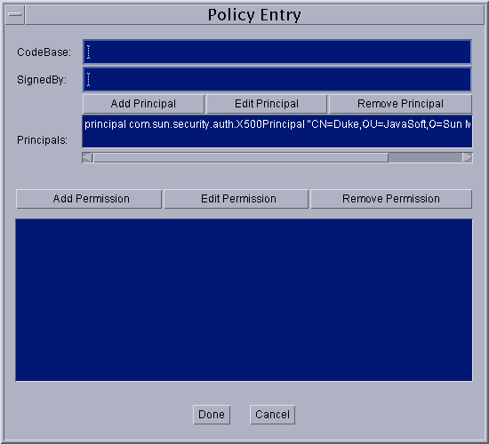 Policy Entry with One Principal